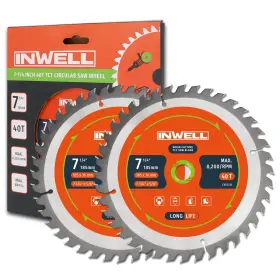Inwell In020618540 7-1/4 Inch 40t Tct Saw Blade 2-pack For Wood 5/8 Arbor 8200 Rpm Max H