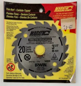 Irwin 024721140005 Circular Saw Blade 3 3/8 Inch Carbide 20 Tooth Marathon 14000 - Nos