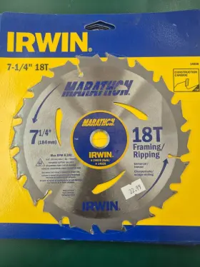 14028 Irwin 7-1/4 Inch X 18t Carbide Tipped Circular Saw Blade Framing/ripping