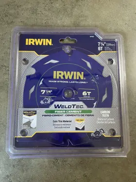 2016024 Irwin Weldtec Fiber Cement 7 1/4 Inch 6t Welded Carbide Tip Saw Blade