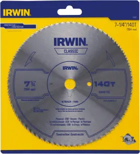 140t Irwin 445003373356 Tools Classic Series Steel Corded Circular Saw Blade 7 1/4-inch .0