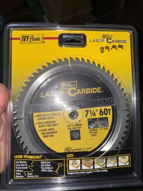 36078 Ivy Classic 7-1/4 Inch 60t Laser Carbide Blade Product No