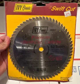 36082 Ivy Classic 8 1/4 Inch Premium Swift Cut Carbide Saw Blade 60 Tooth 7000 Max Rpm New
