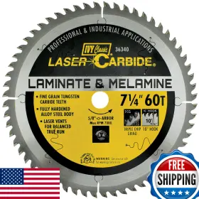 B0052io1hs Ivy Classic 36340 Laser Carbide 7-1/4-inch 60 Tooth Laminate And Wood Cutting