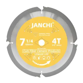 Janchi 445012982938 7-1/4 Inch 4t Pcd Tip Hardie Fiber Cement Circular Saw Blade With 5/8-inc