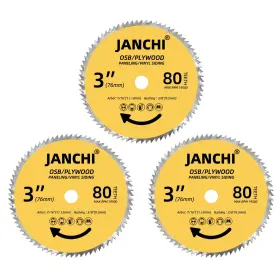 Csbop372 Janchi 3pack 3 Inch 76mm 80t Circular Saw Blade 7/16 Yellow