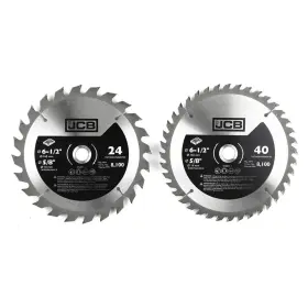 Jcb 055803303808 Tct Wood Saw Blade - 2 Piece Set 24t/40t 6-1/2 Inch Suitable For Cutting Thro