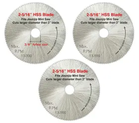 Jounjip 711237818527 3 Pack 2 5/16 Inch X 100t 3/8 Hss Saw Blades -for Mini Miter Cut Off Chop
