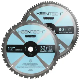Bwa30503201m Keentech 12 Inch Miter Saw Blades 32t And 80t Combo 1 Arbor Atb Carbide Teeth For Tab