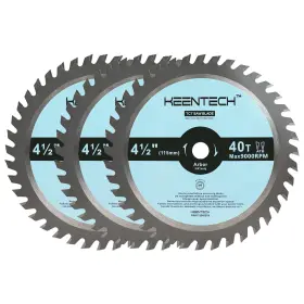 Fwa11504001n Keentech 4-1/2 Inch Dia. By 3/8 Bore 40 Tooth Fine Finish Circular Saw Blade 3-pack For C