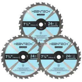 Fwa18402401y Keentech 7-1/4 Inch Circular Saw Blades 24t 3 Pack 5/8 Arbor General Purpose Fram