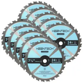 Fwa18402410y Keentech 7-1/4 Inch Circular Saw Blade 24t 10pcs 5/8 Arbor Atb Carbide Te