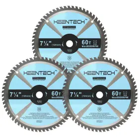 Fwa18406001y Keentech 7-1/4 Inch Circular Saw Blade 60t 5/8 Arbor Atb Carbide Teeth Ultra Fine