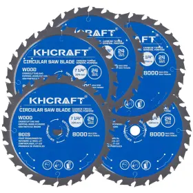Khcraft 607376338852 Laser-cut Circular Saw Blade 7-1/4 Inch 24 Teeth Atb 5/8 Arbor 5-piece G