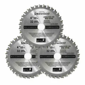 3kth036 Kinswood 3pcs Circular Saw Blade Universal Fit 4 Inch 32t Metal Aluminum Steel&wood