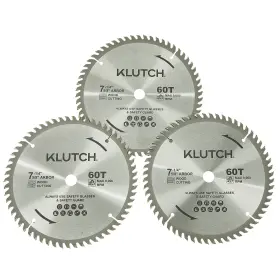 5858410 Klutch 60t Circular Saw Blade Set 7-1/4 Inch 3-pc