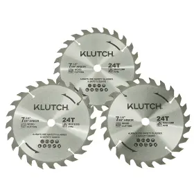 5858428 Klutch 24t Circular Saw Blade Set 7-1/4 Inch 3-pc