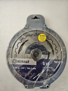 0514711 Kobalt 7 1/4 Inch 24t Carbide Tipped Circular Saw Blade Framing Ripping 5 Ct. -tk