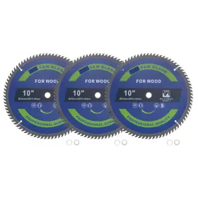 Klf240205zz000375 Kozelo 3pcs Circular Saw Blade - 10-inch X 80 Teeth 5/8-inch Arbor Cutt