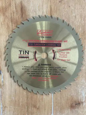 Lifetime Carbide 93895 7-1/4 40 Tooth Saw Blade Titanium Nitride Coated 5/8 Inch Arbor