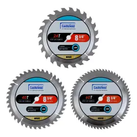 Luckyway 719209436366 3-pack 8-1/4 Inch 24t Framing And 40t Ripping/cross Cutting 60t Finish