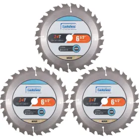 Luckyway 719209436595 3-pack 6-1/2 Inch 24t Framing With 5/8 Arbor Tct Circular Saw Blade For