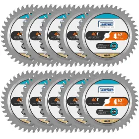Luckyway 719209436717 10-pack 4-1/2 Inch 40t Fine Finish Cutting 3/8 Arbor Tct Circular