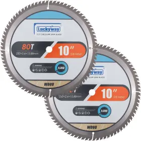 Luckyway 719209436731 2-pack 10 Inch Miter/table Saw Blades 80t 5/8 Arbor Tct Circular