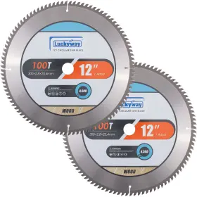 Luckyway 719209436755 2-pack 12 Inch Miter Saw Blade 100t With 1 Arbor Tct Circular