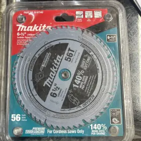 Makita 088381518437 6-1/2 Inch 56 Tpi Carbide Tipped Cordless Plunge Saw Blade For Wood/mdf/laminat