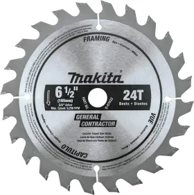 D-67022 Makita 6-1/2 Inch 24t Carbide-tipped Circular Saw Blade General Purpose