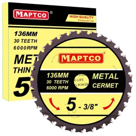 Maptco 791370202667 5-3/8 Inch 30t Cermet Tipped Metal Cutting Circular Saw Blade Arbor 20mm With