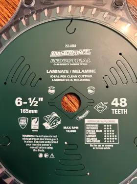 252-6668 Masterforce 6 1/2 Inch X 48-tooth Laminate/melamine Saw Blade