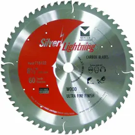 718122 Mercer Abrasives 765301710064 60-tooth Atb Carbide Wood Cutting Blade With 8-1/2-inch Diameter And 5