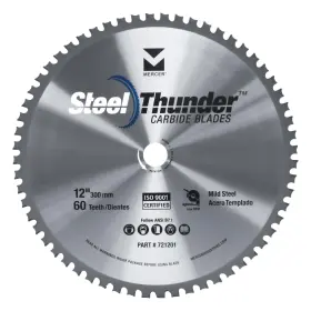 721201 Mercer Industries 765301728809 60-tooth Professional C-6 Carbide Blade For Mild Steel 12 Inch X 1