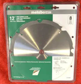 18109m Metabo 12 Inch 8 Tooth Hardie Board/fiber Cement Saw Blade Diamond Tipped #