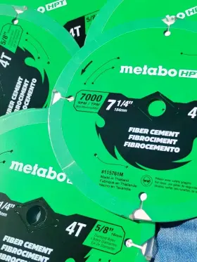 115761m Metabo Hpt 7 1/4 In 4t Fiber Cement Circular Saw Blades 5-pack 5/8 Inch Arbor