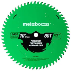 115762m Metabo Hpt Fine Finish 10 Inch 60-tooth Saw Blade