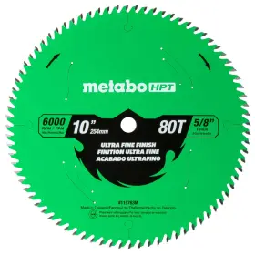 Metabo Hpt 754005016565 10-inch Miter /table Blade Ultra Fine Finish 80-tooth 5/8-inch Arbor Indu