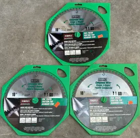 415131 Mibro 3 10 Inch Compound Miter Saw Blades 60 Carbide Teeth Crosscut Plywood 5/8