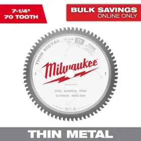 Milwaukee 045242569021 7-1/4 Inch X 70 Carbide Teeth Thin Metal Cutting Circular Saw Blade