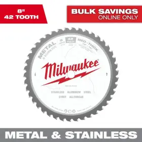 Milwaukee 445021239214 8 Inch X 42 Carbide Teeth Metal And Stainless Cutting Circular Saw Blade
