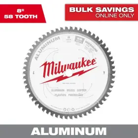 Milwaukee 445022444433 8 Inch X 58 Carbide Teeth Aluminum Cutting Circular Saw Blade