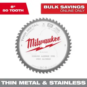 Milwaukee 445038996926 8 Inch X 50 Carbide Teeth Thin Metal And Stainless Cutting Circular Saw Blade