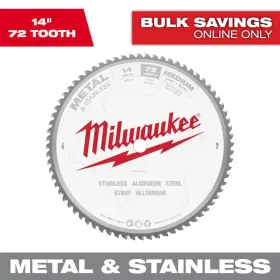 Milwaukee 445041081077 14 Inch X 72 Carbide Teeth Metal And Stainless Cutting Circular Saw Blade