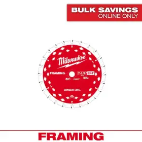 Milwaukee 445043860847 7-1/4 Inch X 24-tooth Carbide Framing Circular Saw Blade