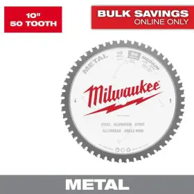 Milwaukee 445053017033 10 Inch X 50 Carbide Teeth Metal Cutting Circular Saw Blade