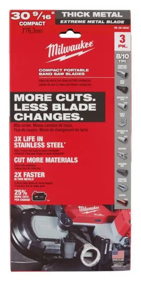 48-39-0630 Milwaukee 30-9/16 Inch 8/10 Tpi Compact Extreme Thick Metal Band Saw