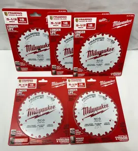 48-40-0520 Milwaukee Circular Saw Framing Blade 5-1/2 Inch 18t - Box Of 5 New