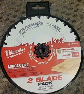 48-40-0626 Milwaukee 6-1/2 24t Framing Circular Saw Blade 2pk